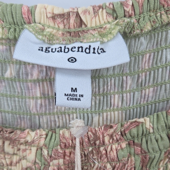 Aguabendita Green and Brown Floral Midi Dress With Pockets NWT - Picture 2 of 16